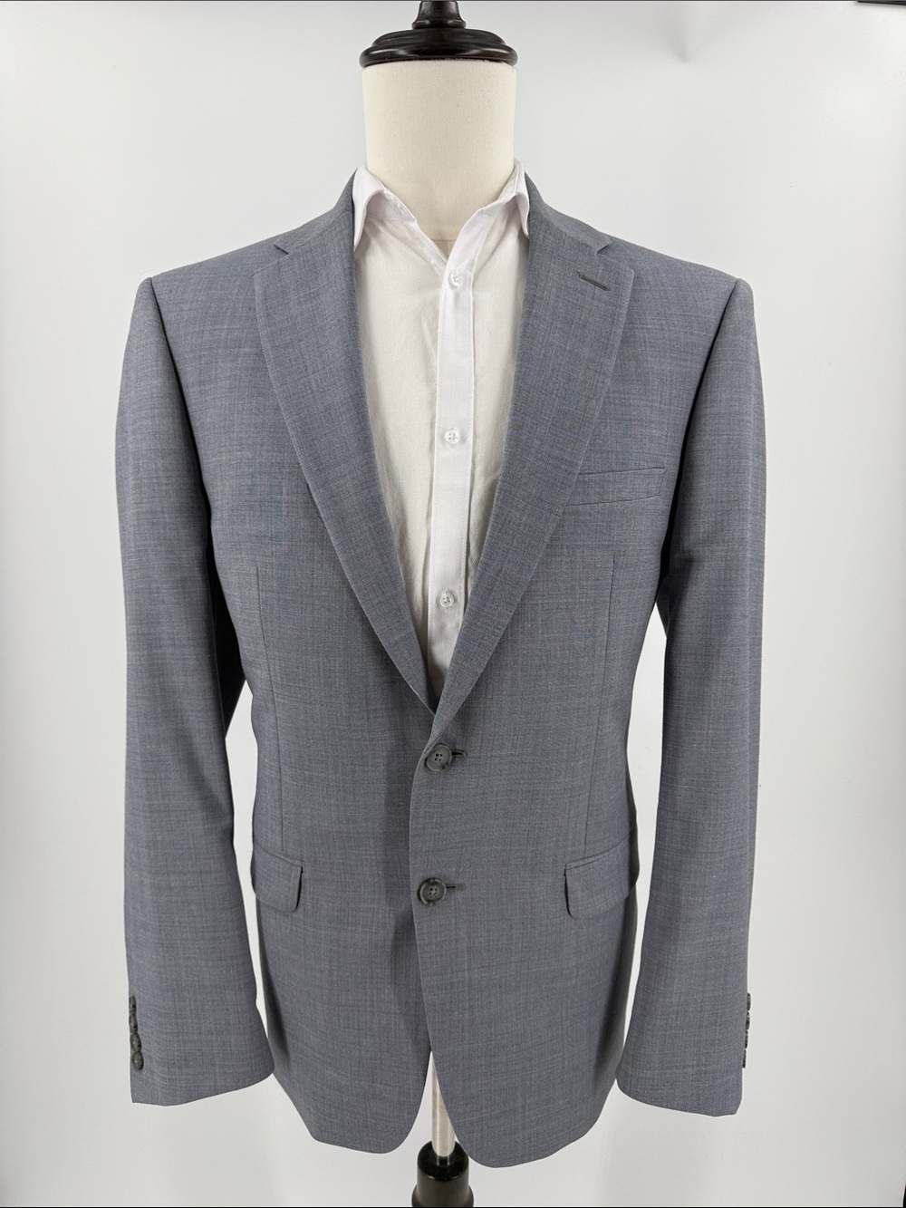 Calvin Klein Men's Light Gray Two-Button Slim Blazer